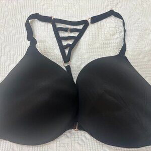 Victoria Secret Black Raceback Bra with Gold Accents 36DD